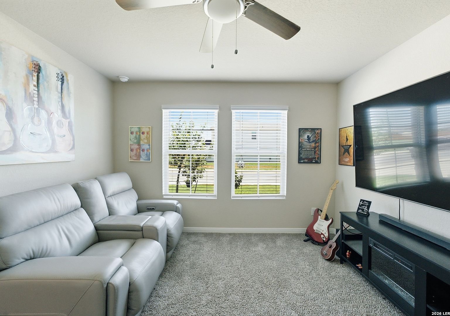 Secondary bedroom used as a media room